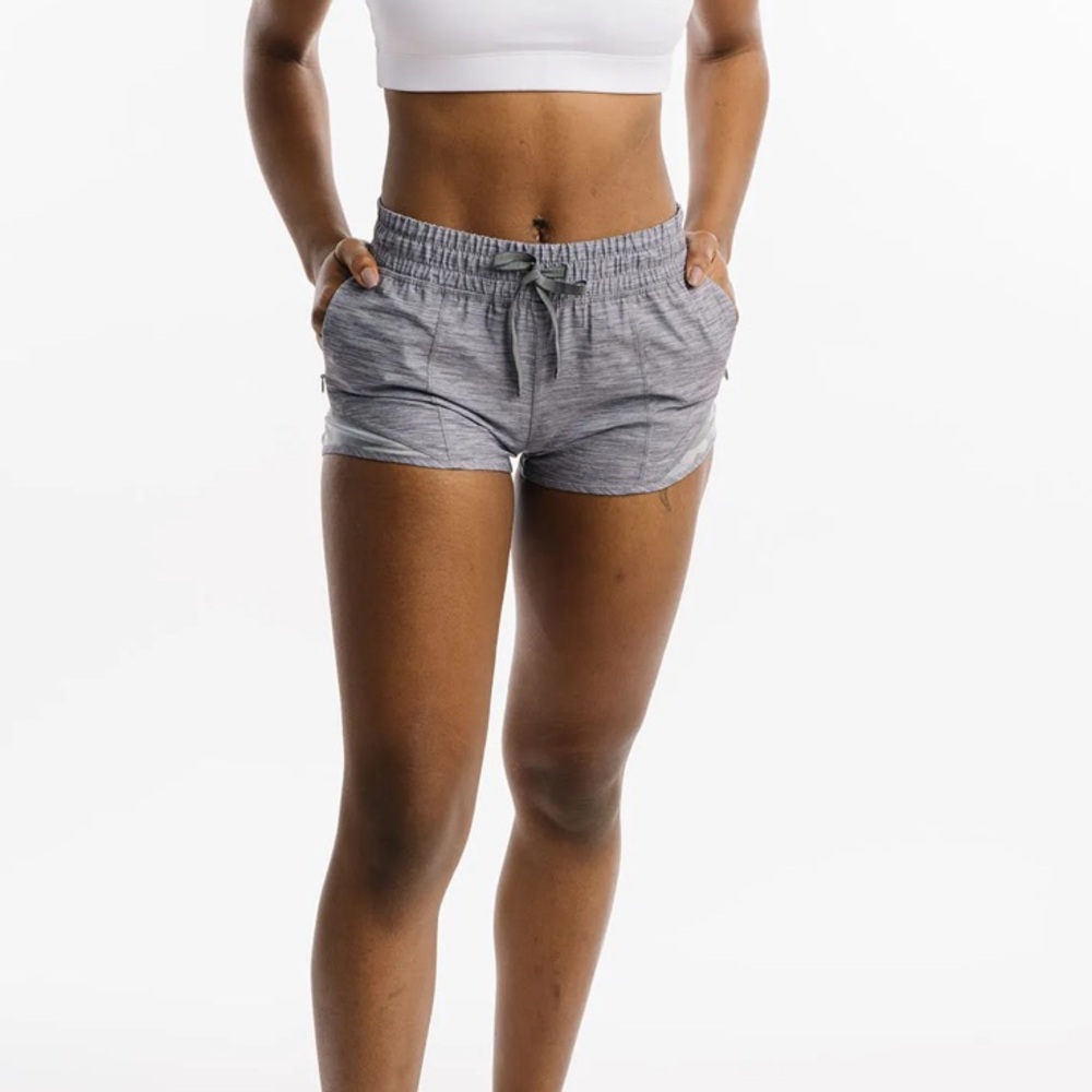 Zyia Gray Camo Mesh Hidden Zipper Shorts